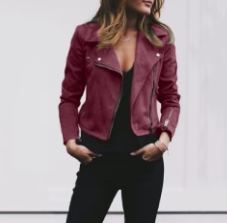 ModeGeist | Damen Freizeit Bikerjacke Mit Reißverschluss Und Langen Ärmeln