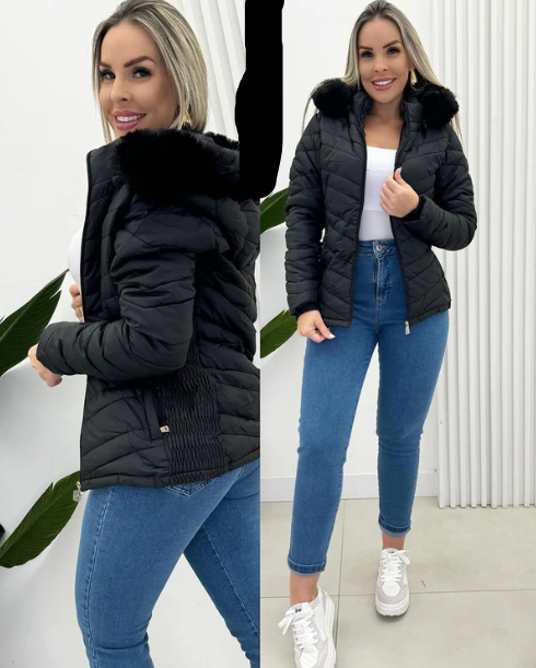 ModeGeist | Steppjacke mit Fellkapuze
