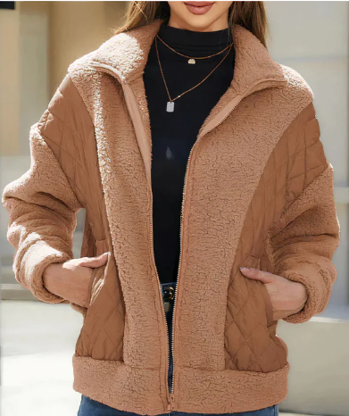 ModeGeist | Kuschelige Steppjacke Aus Sherpa für Damen