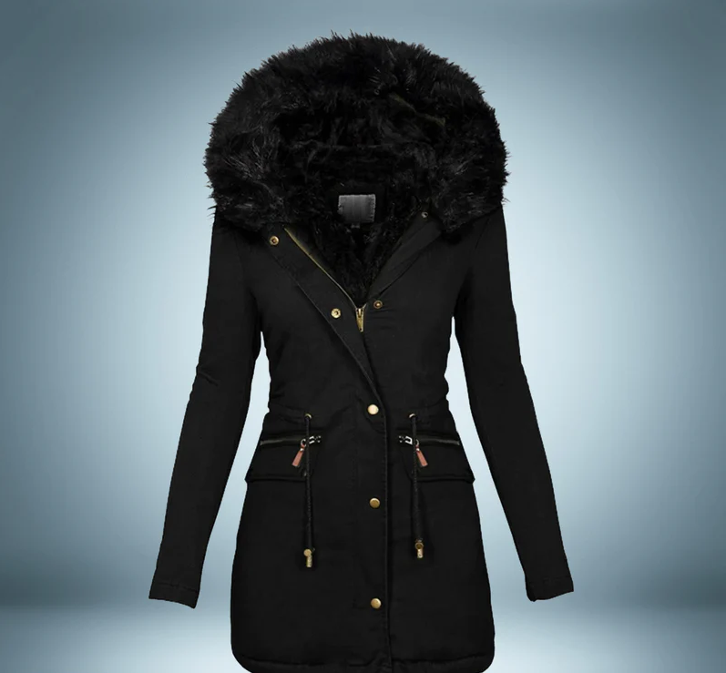 ModeGeist | Parka mit Pelzkragen In Schwarz