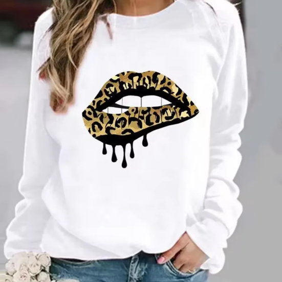 ModeGeist | Baumwollpullover mit Lippendruck