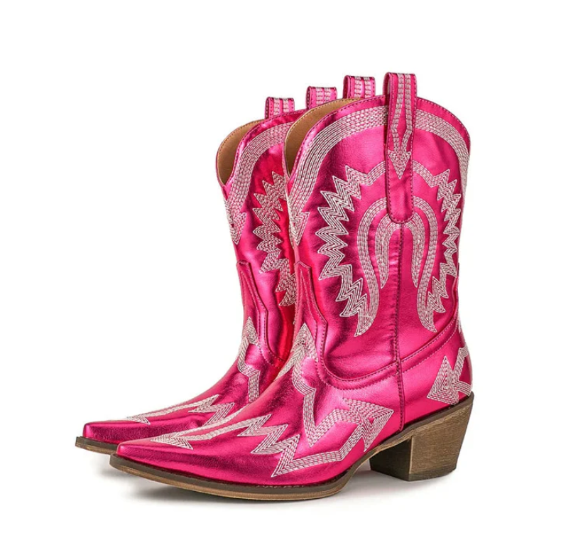 ModeGeist | Klassische Western-Cowboystiefel Aus Leder für Damen