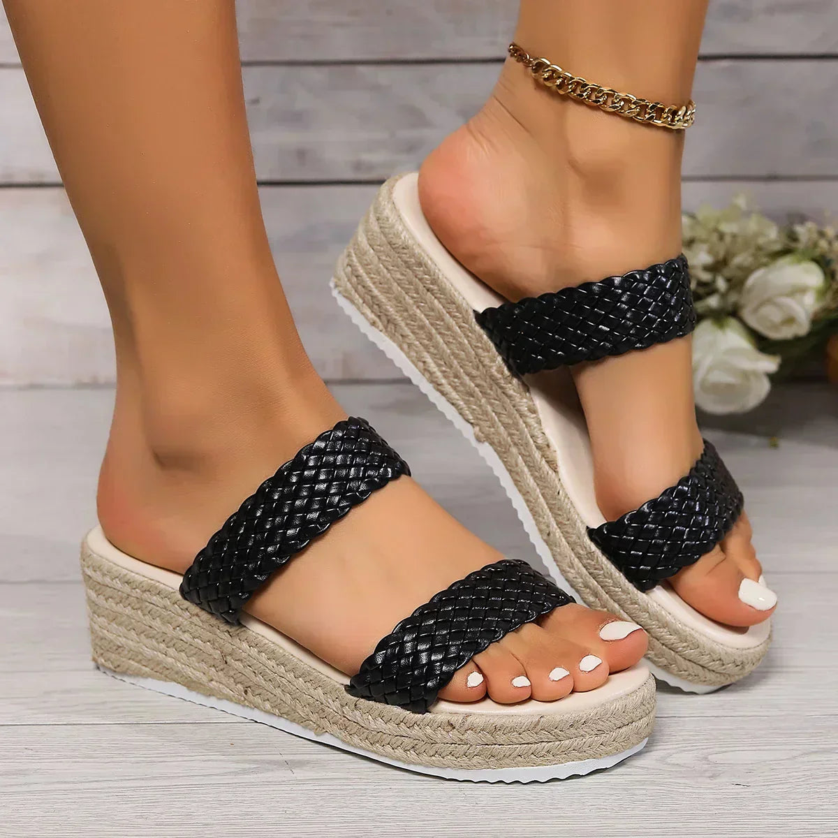MODEGEIST Damen Keilsandalen Gepolstert Verstellbare Riemen