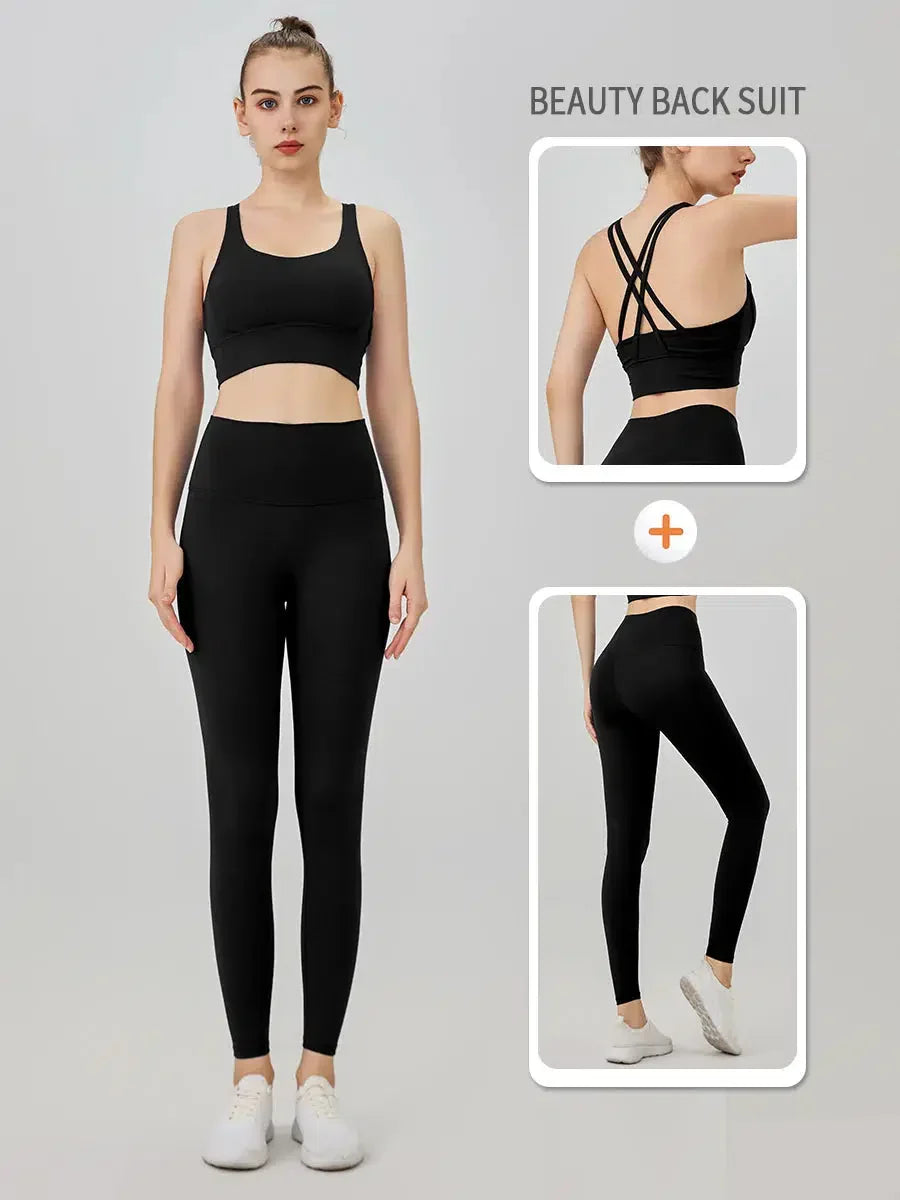 MODEGEIST Damen Yoga Outfit: 2-teiliger Trainingsanzug