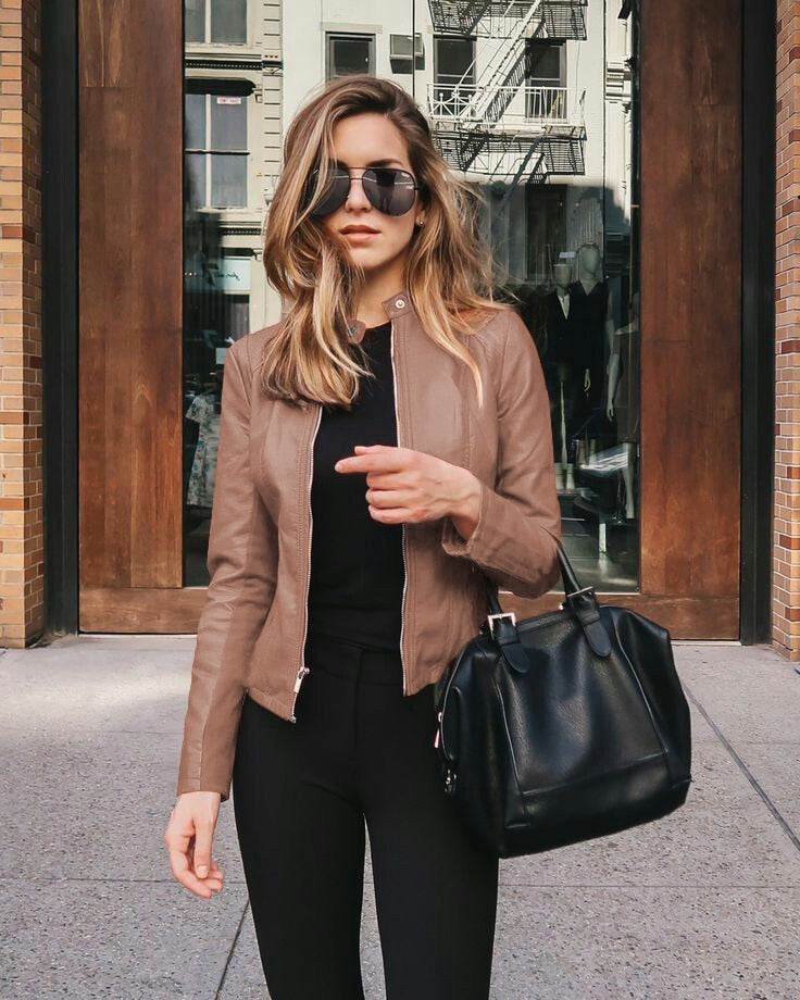 ModeGeist | Damen Slim Fit Lederjacke