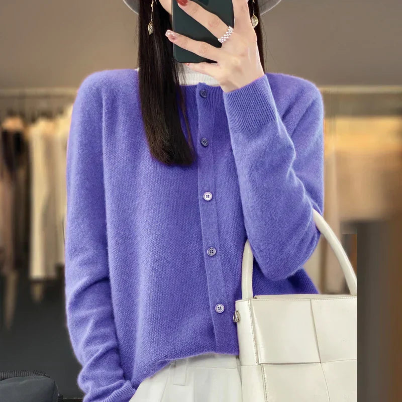MODEGEIST Damen Strickjacke Knöpfe Klassisch