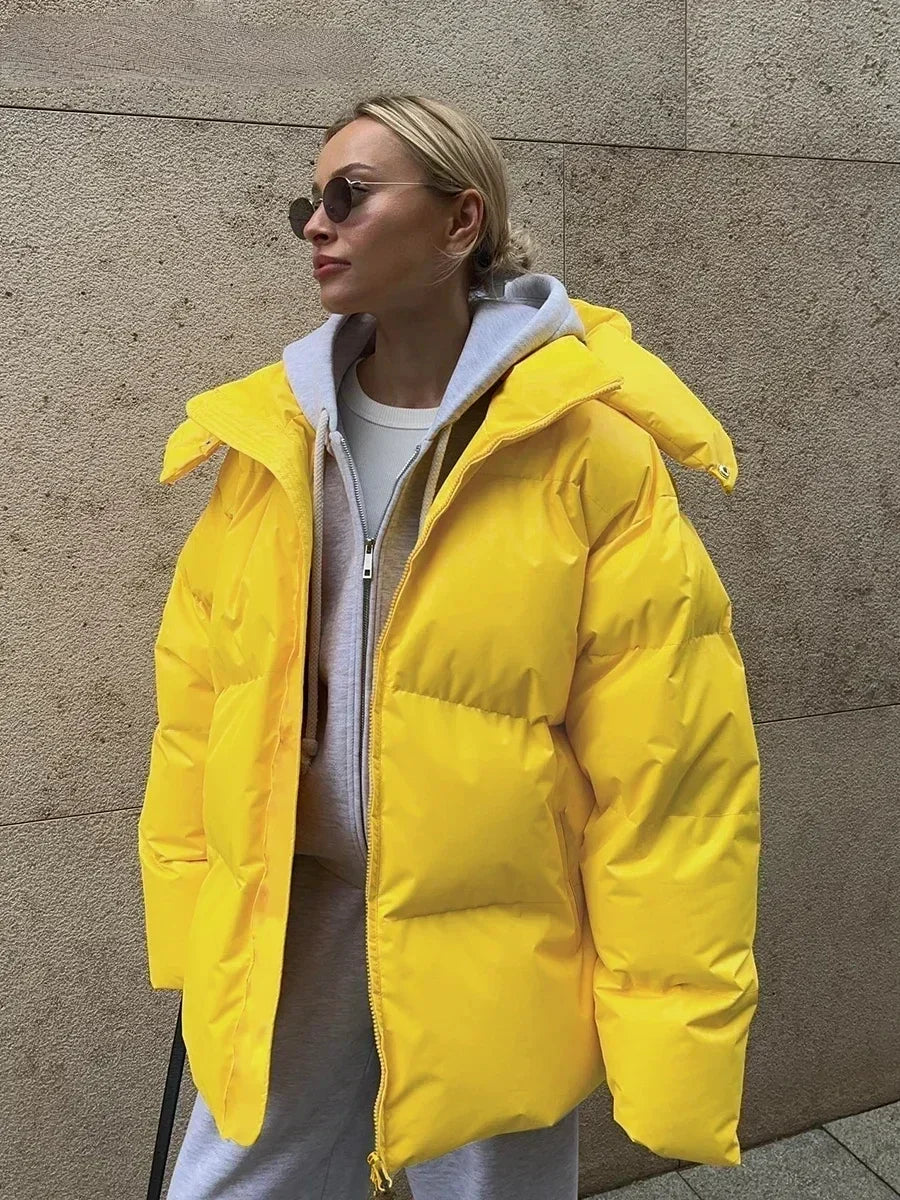 ModeGeist | Steppparka mit Kapuze und Taschen für Frauen Ideal für den Winter