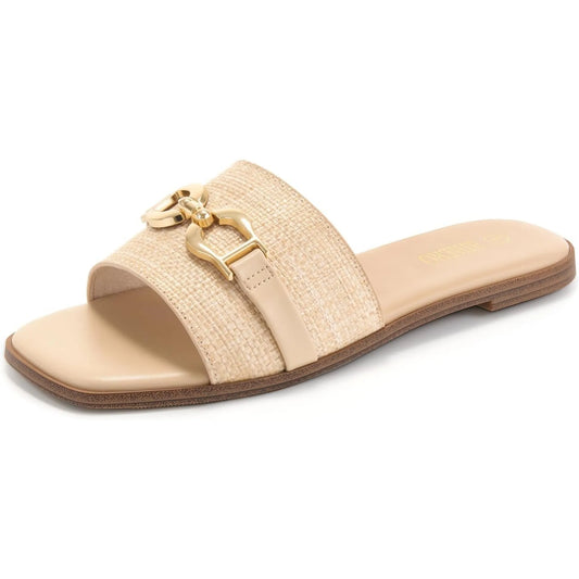 MODEGEIST Damen Sandalen Verstellbare Schnalle Beige