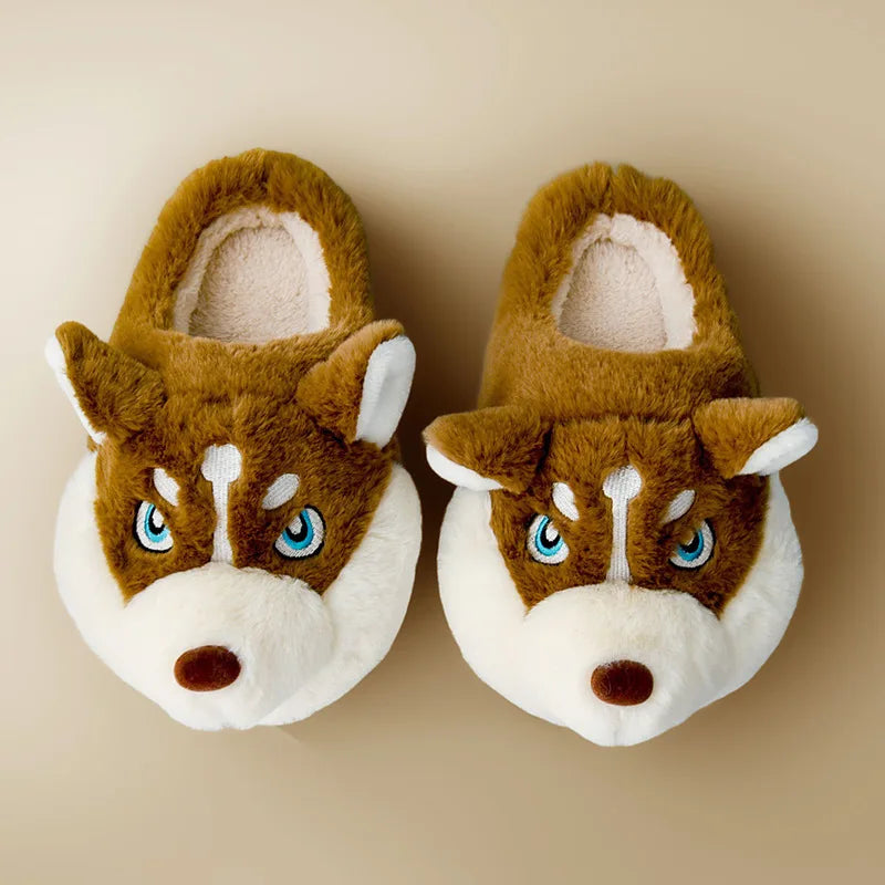 ModeGeist | Weiche Damenschuhe Niedliche Husky Hausschuhe für Zuhause