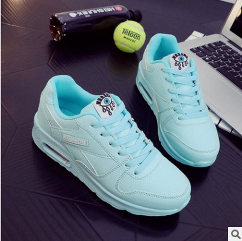MODEGEIST Women's Fashion Sneakers Blue White Pink Outdoor Hiking Jogging Shoes