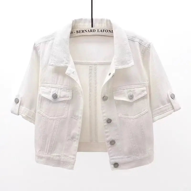 Kurzärmlige Jeansjacke in Uni