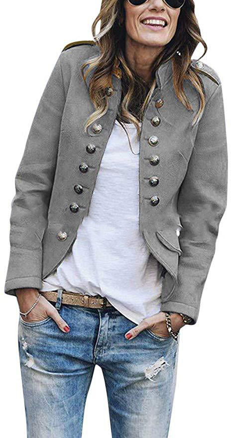 Moderner Blazer mit Ärmeln und angesagten Knöpfen für eine schlanke, trendige Silhouette