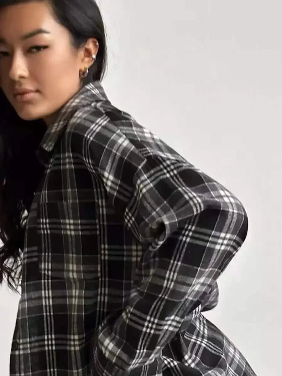 ModeGeist | Langarmiges Hemd mit Kariertem Muster Baumwollmix Lässig und Trendy
