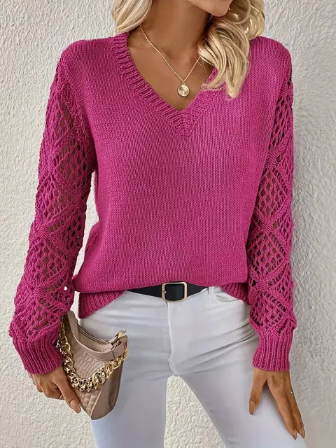 ModeGeist | Solid V-Ausschnitt Strickpullover