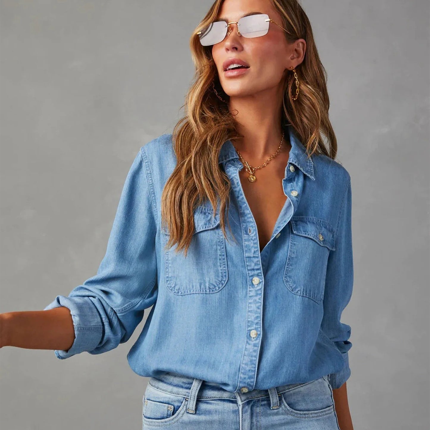Leichte Denim Hemden von Fudus