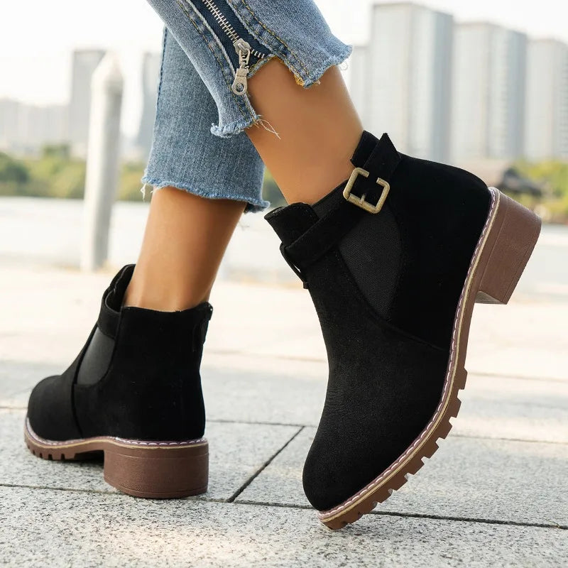 ModeGeist | Runde Zehen Plattform Freizeitstiefel für Frühling und Herbst