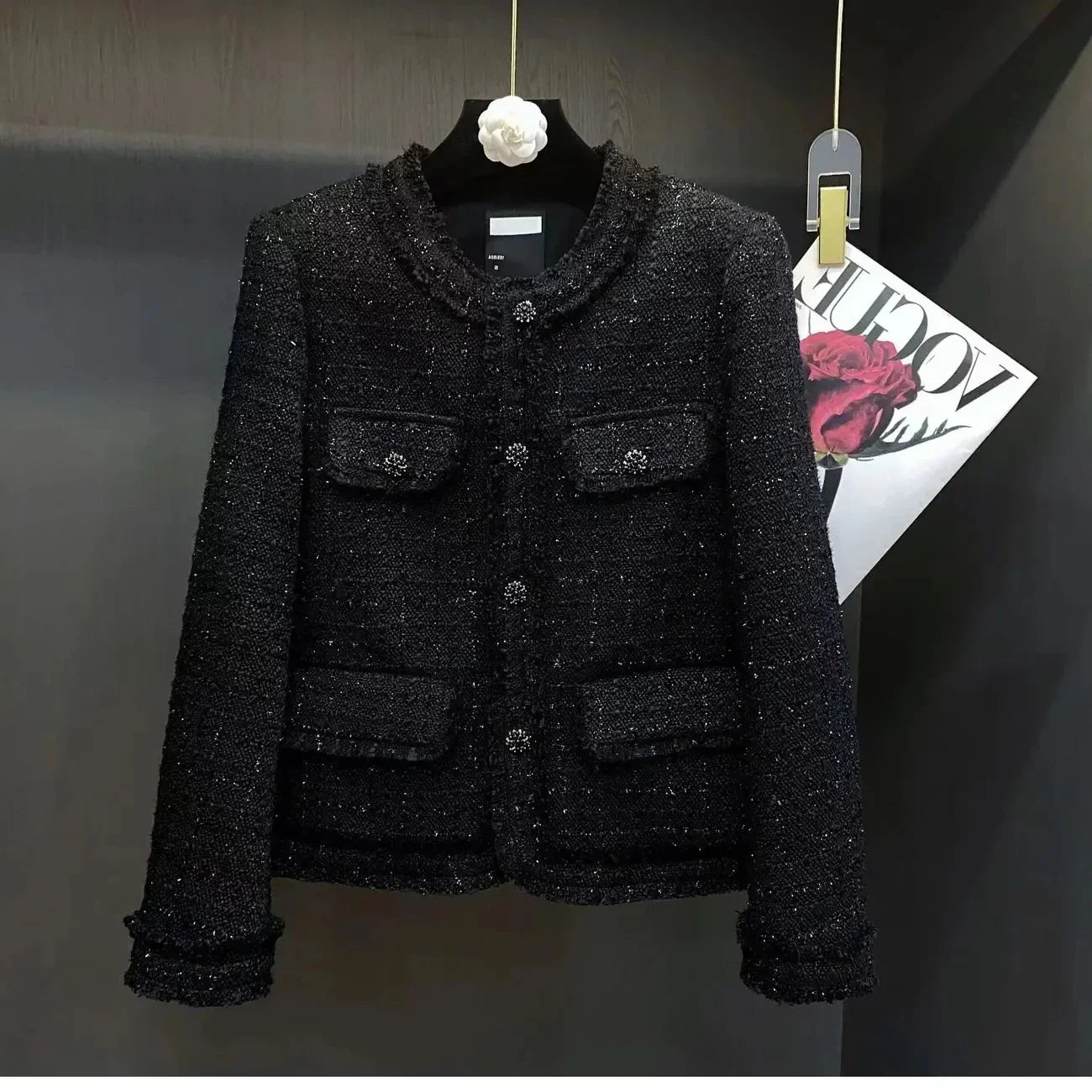 ModeGeist | Schwarzer Tweed Blazer Herbst Winter