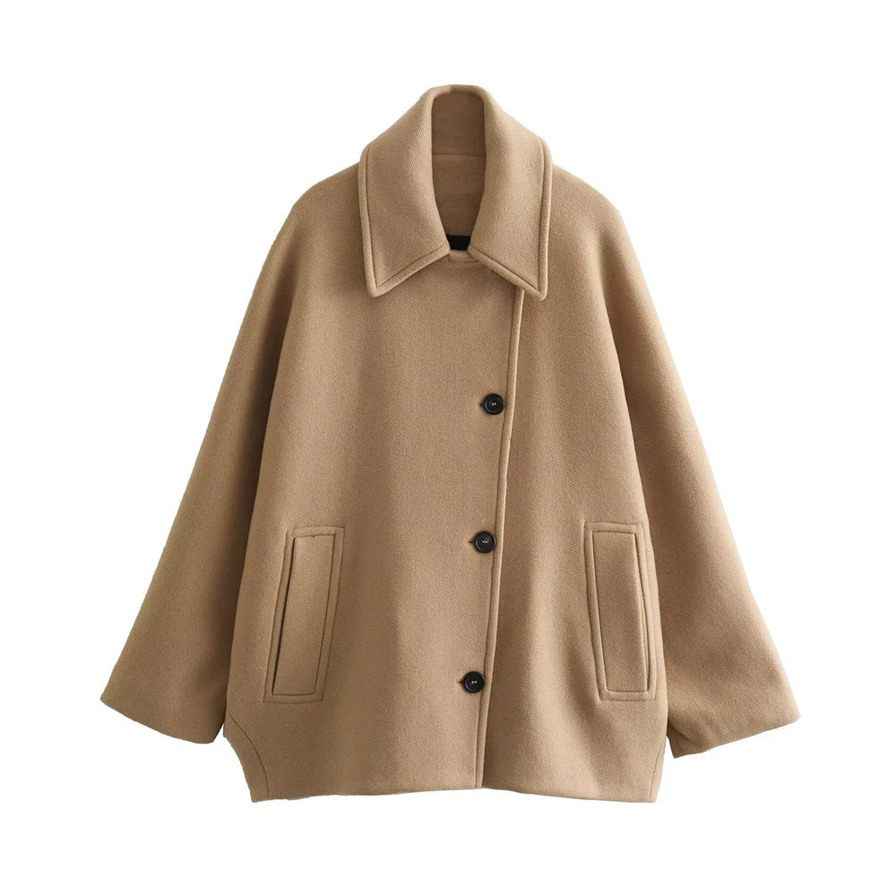 ModeGeist | Elegantes Damen-Cape mit Knöpfen und Wollmischung