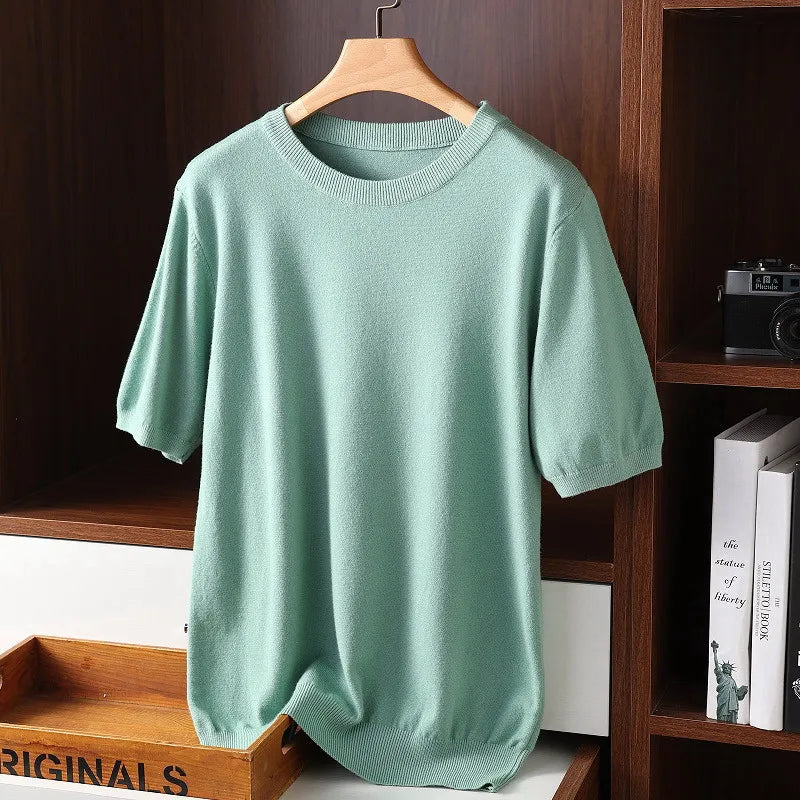 Gepflegtes Herren-Rundhals-T-Shirt aus Kaschmir
