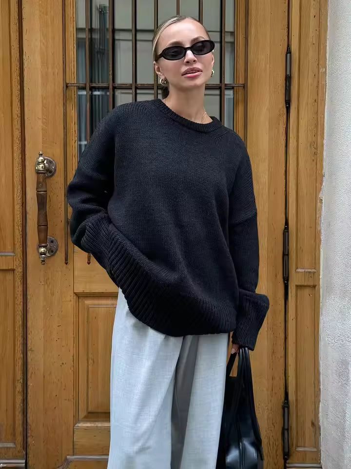 ModeGeist | Damenpullover mit Langen Ärmeln und Rundhalsausschnitt