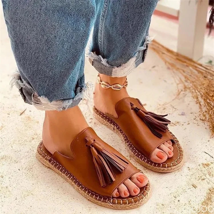 MODEGEIST Damen Pantoletten Geflochten Gepolsterte Sohle Slip-On