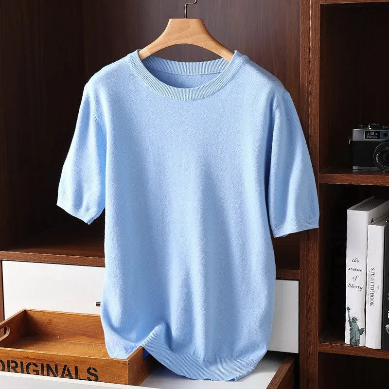 Gepflegtes Herren-Rundhals-T-Shirt aus Kaschmir