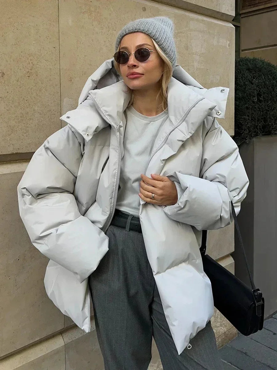 ModeGeist | Steppparka mit Kapuze und Taschen für Frauen Ideal für den Winter