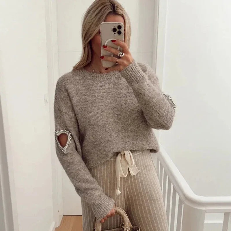 ModeGeist | Mode Liebe Herz Ausgehöhlter Pullover