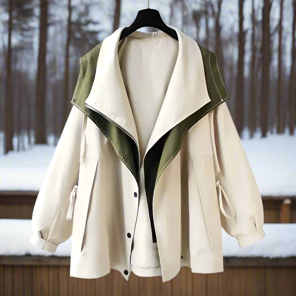 ModeGeist | Baumwolljacke - Drapierte Kragen Lässige Passform Jacke