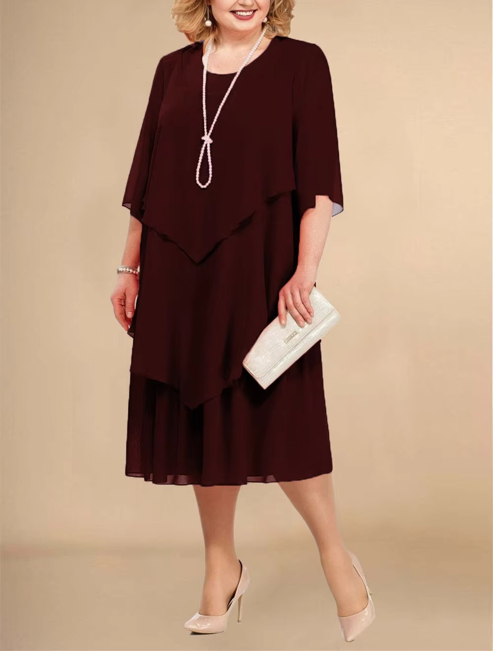 Roswitha® | Edles Chiffonkleid in Lagenoptik
