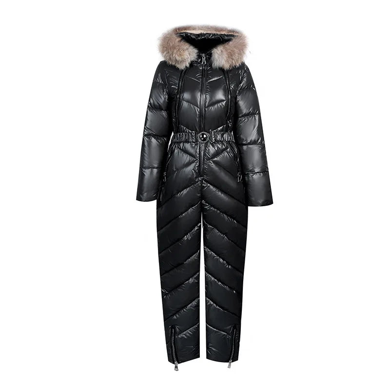 ModeGeist | Lässiger Winter Skianzug mit Pelzkragen Für Frauen