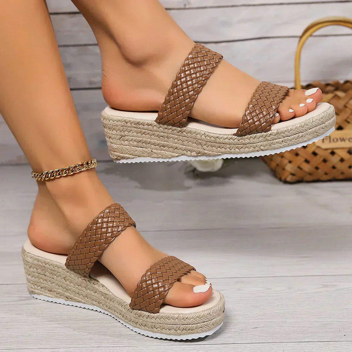 MODEGEIST Damen Keilsandalen Gepolstert Verstellbare Riemen