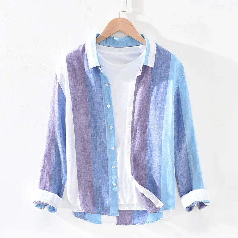 ModeGeist | Gestreifte Leichtgewichts-shirt Baumwollmischung Lässiger Stil
