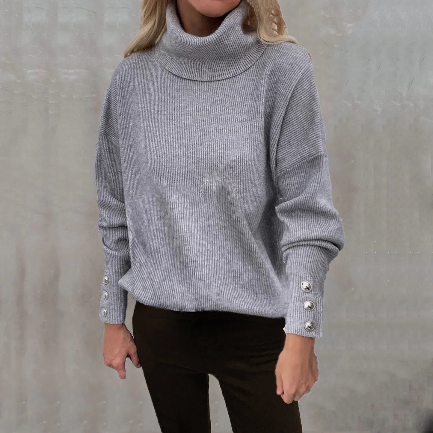 ModeGeist | Lässiger Strickpullover mit Hohem Kragen
