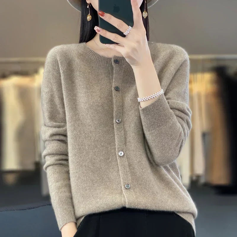 MODEGEIST Damen Strickjacke Knöpfe Klassisch Vielseitig Basic