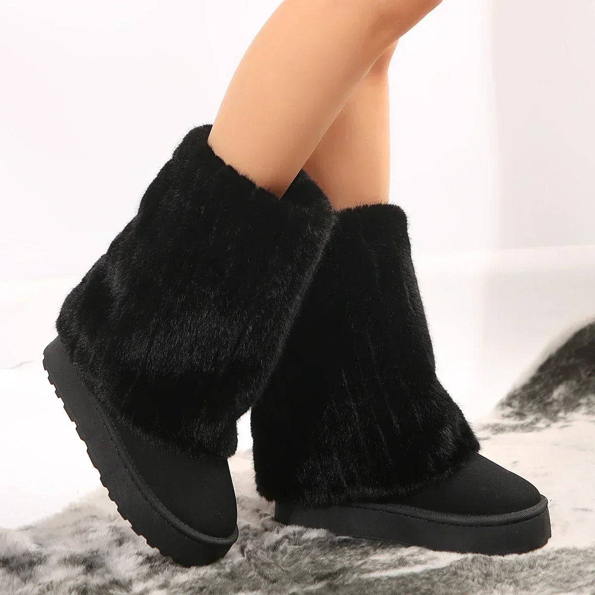 MODEGEIST Damen Winterstiefel Kunstfell-Fütterung Wasserdicht