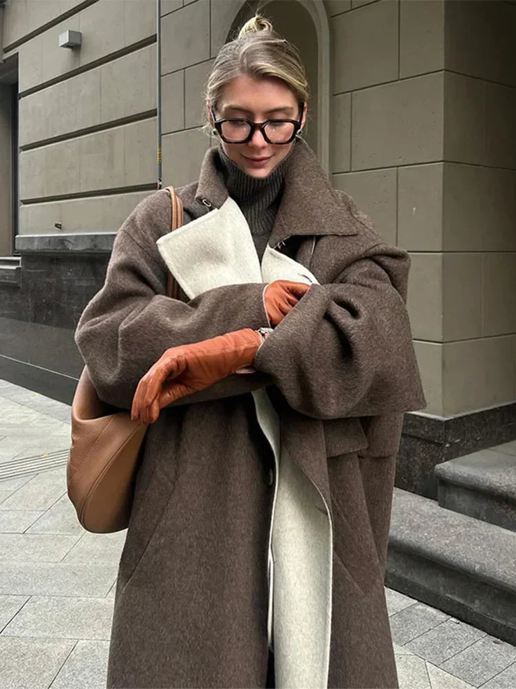 ModeGeist | Stylischer Langer Wollmantel für Frauen
