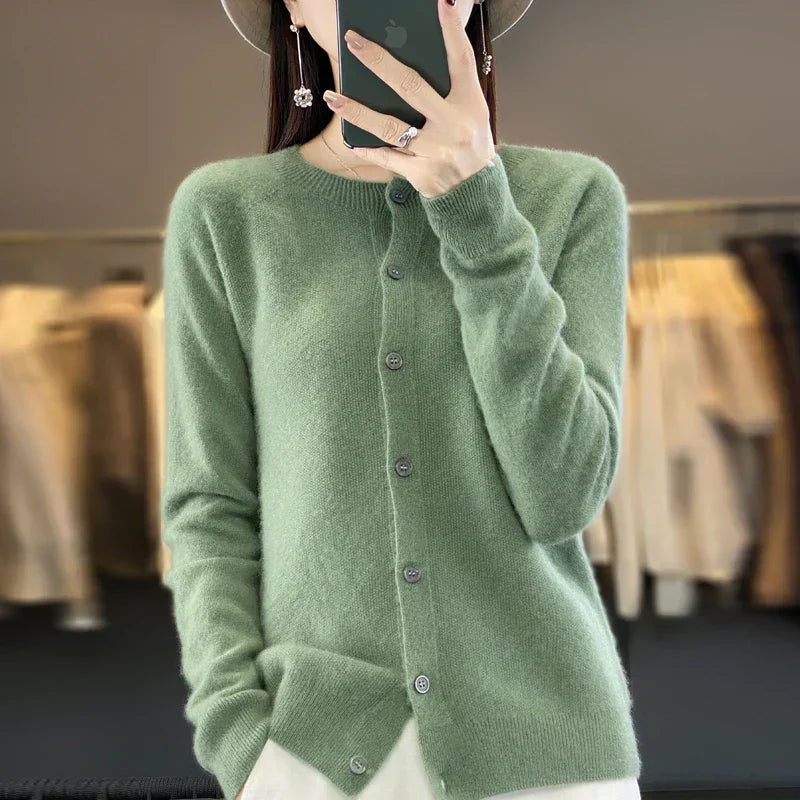 MODEGEIST Damen Strickjacke Knöpfe Klassisch Vielseitig Basic