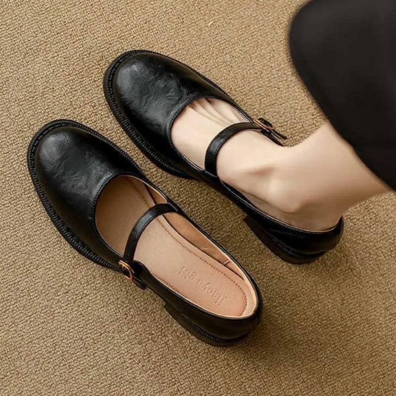 MODEGEIST Damen Mary Jane Schuhe Blockabsatz Riemchen