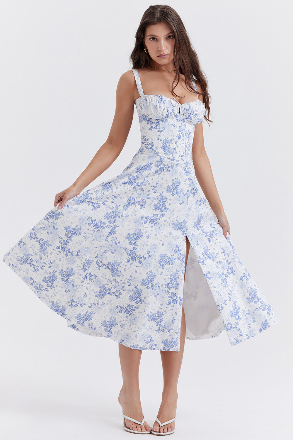 Neues Selena Damenkleid mit Blumenmuster und Trägern