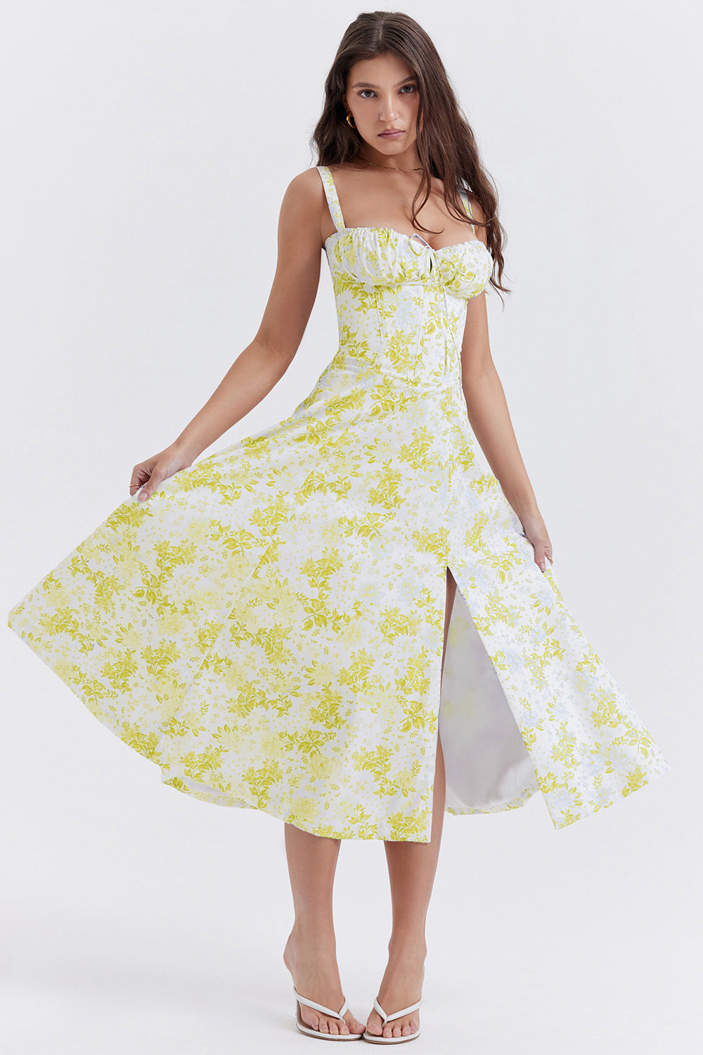 Neues Selena Damenkleid mit Blumenmuster und Trägern