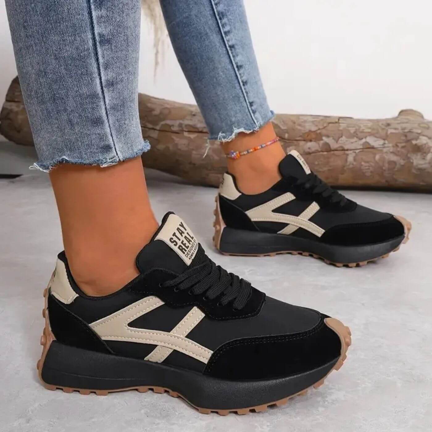 MODEGEIST Damen Sneaker Rutschfest Weiß