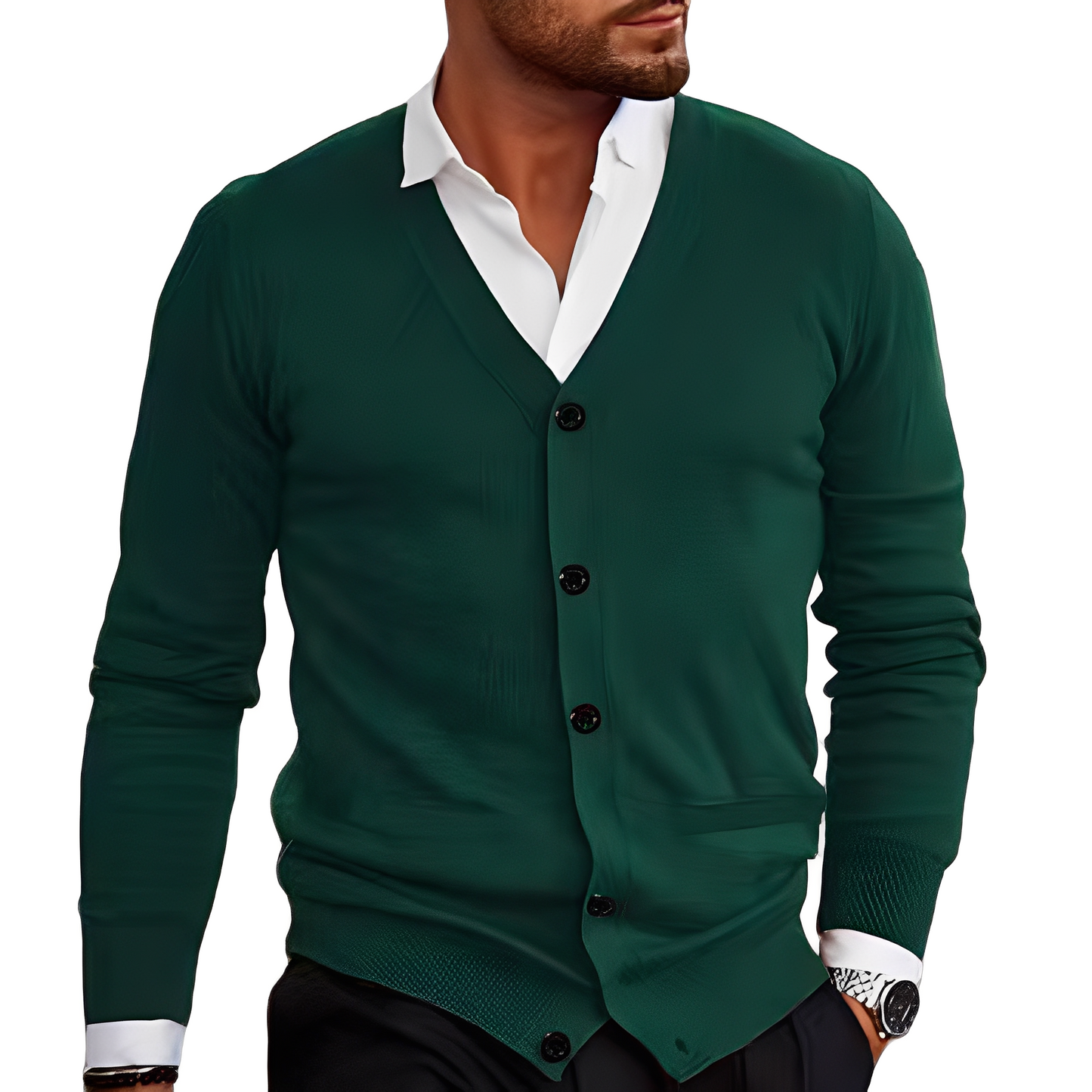 ModeGeist | Lässiger Baumwollcardigan mit Knöpfen für Herren