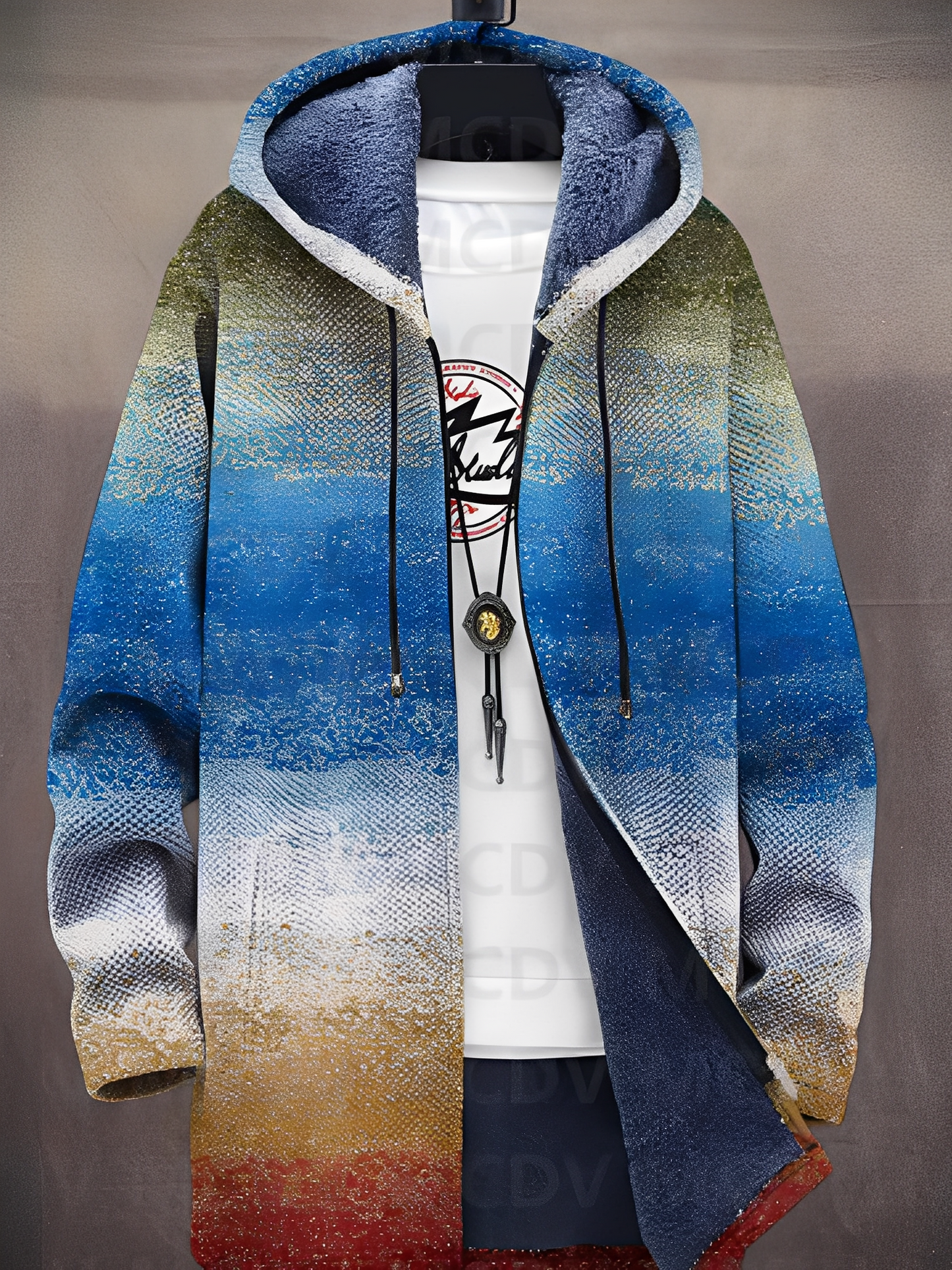 ModeGeist | Stilvolle bedruckte Jacke mit Kapuze für Männer
