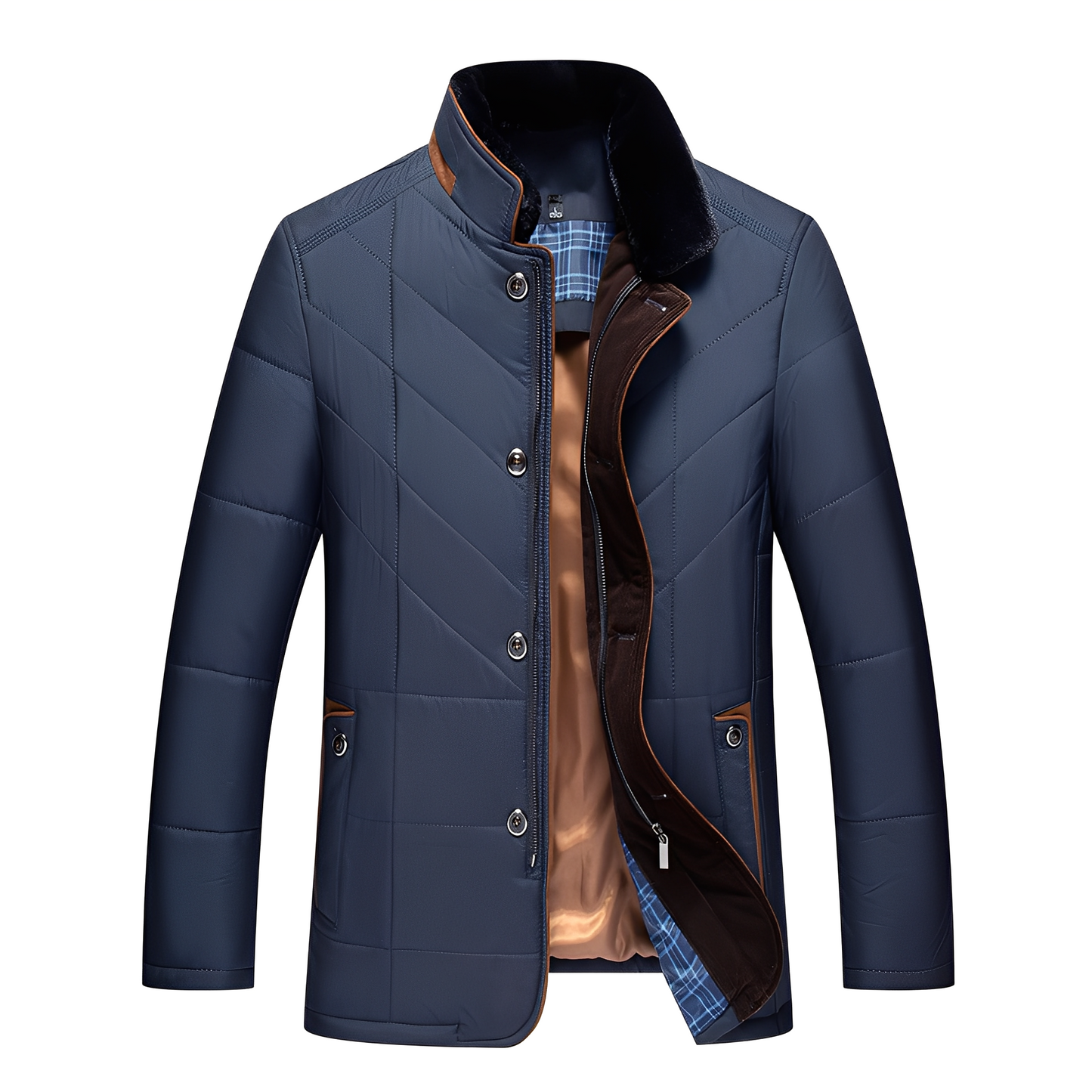 ModeGeist | Elegante, gepolsterte Jacke mit Knöpfen für Männer
