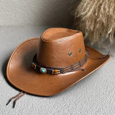 MODEGEIST Damen Cowboy-Hut Vintage Western Breite Krempe Klassisch