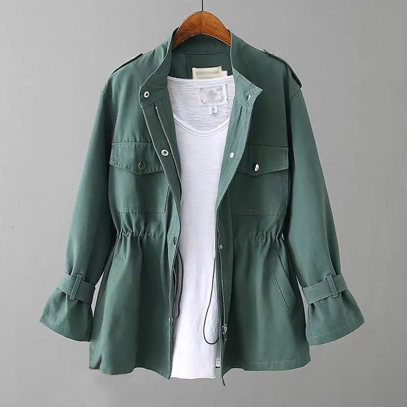 ModeGeist | Einfarbige Jacke mit Kordelzug für Frauen