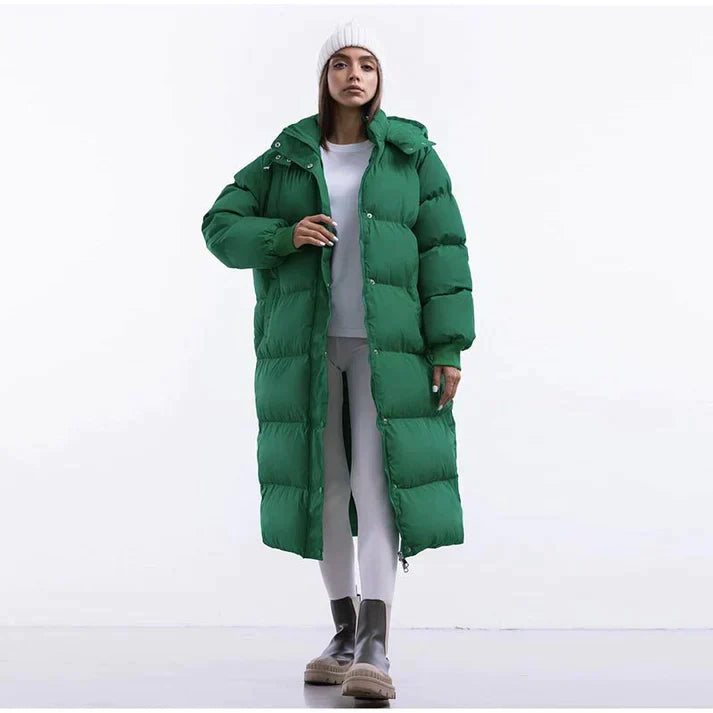Lange, warme Pufferjacke – Rosa und dick gefüttert