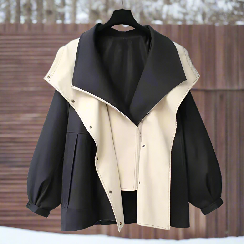 ModeGeist | Baumwolljacke - Drapierte Kragen Lässige Passform Jacke