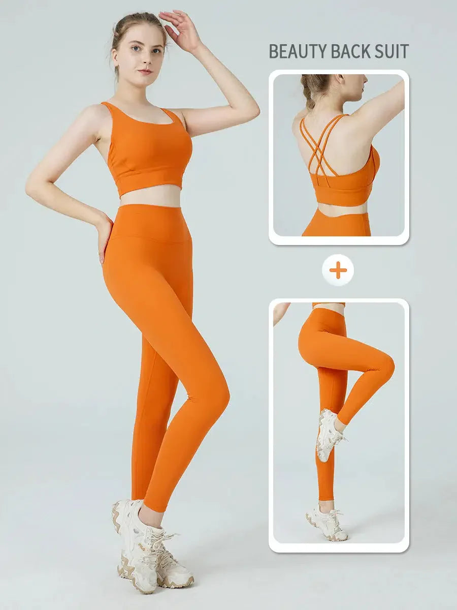 MODEGEIST Damen Yoga Outfit: 2-teiliger Trainingsanzug
